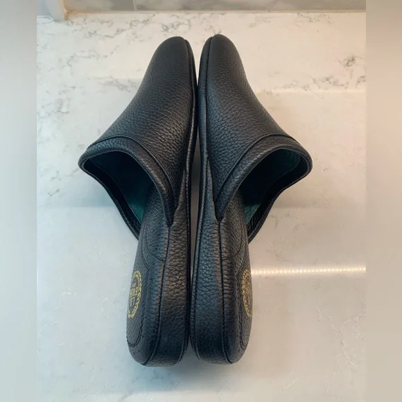 NEW LB Evans Black Leather Aristocrat Smoking Comfort Men's Slippers Size 9 - Picture 2 of 6